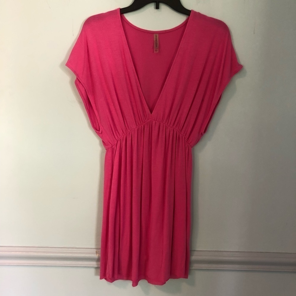 Victoria’s Secret Hot Pink V-Neck Short Sleeve Mini Dress Size Small